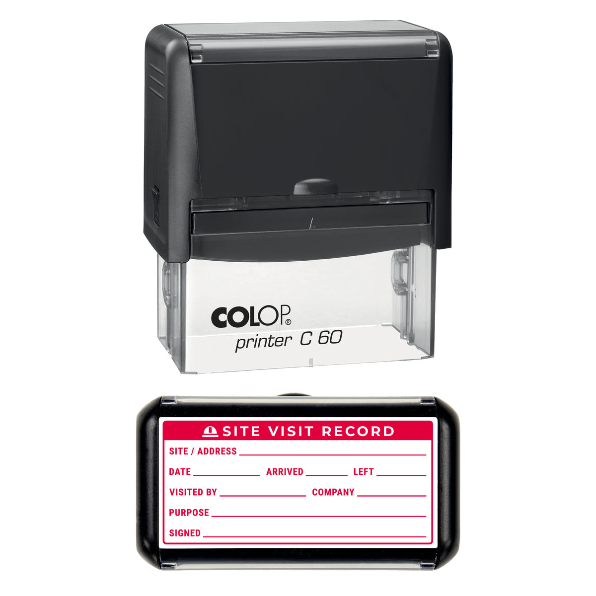Site Visit Record Stamp, COLOP C60, 77 x 36mm, red ink