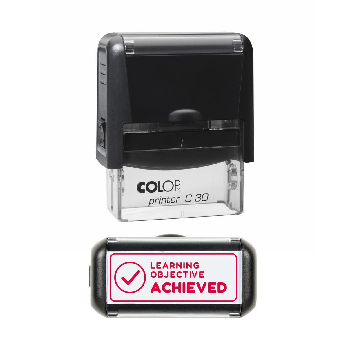 Learning Objective Achieved Teacher Stamp, COLOP C30, 45 x 18mm, red ink
