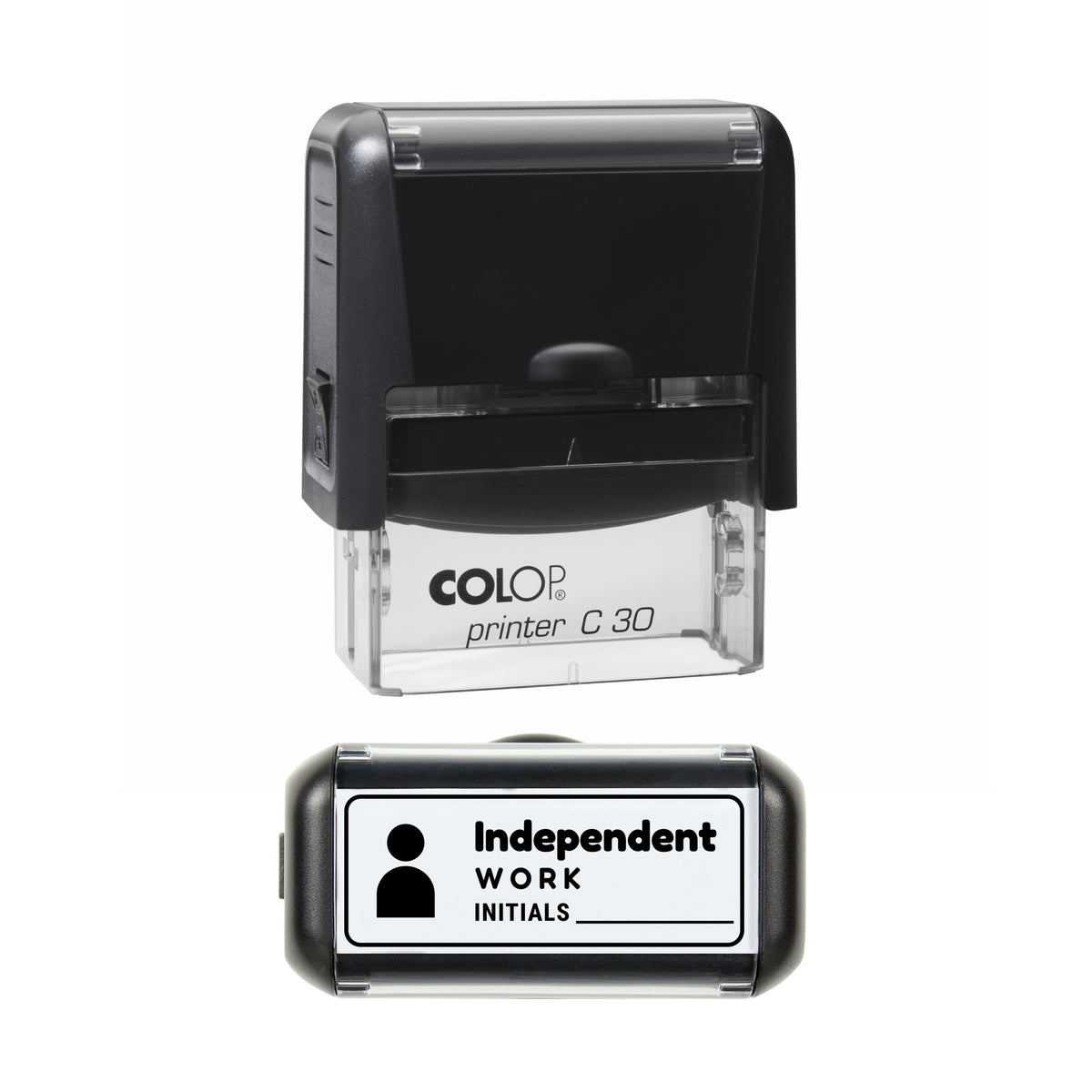 Independent Work Initials Record Stamp, COLOP C30, 45 x 18mm, black ink