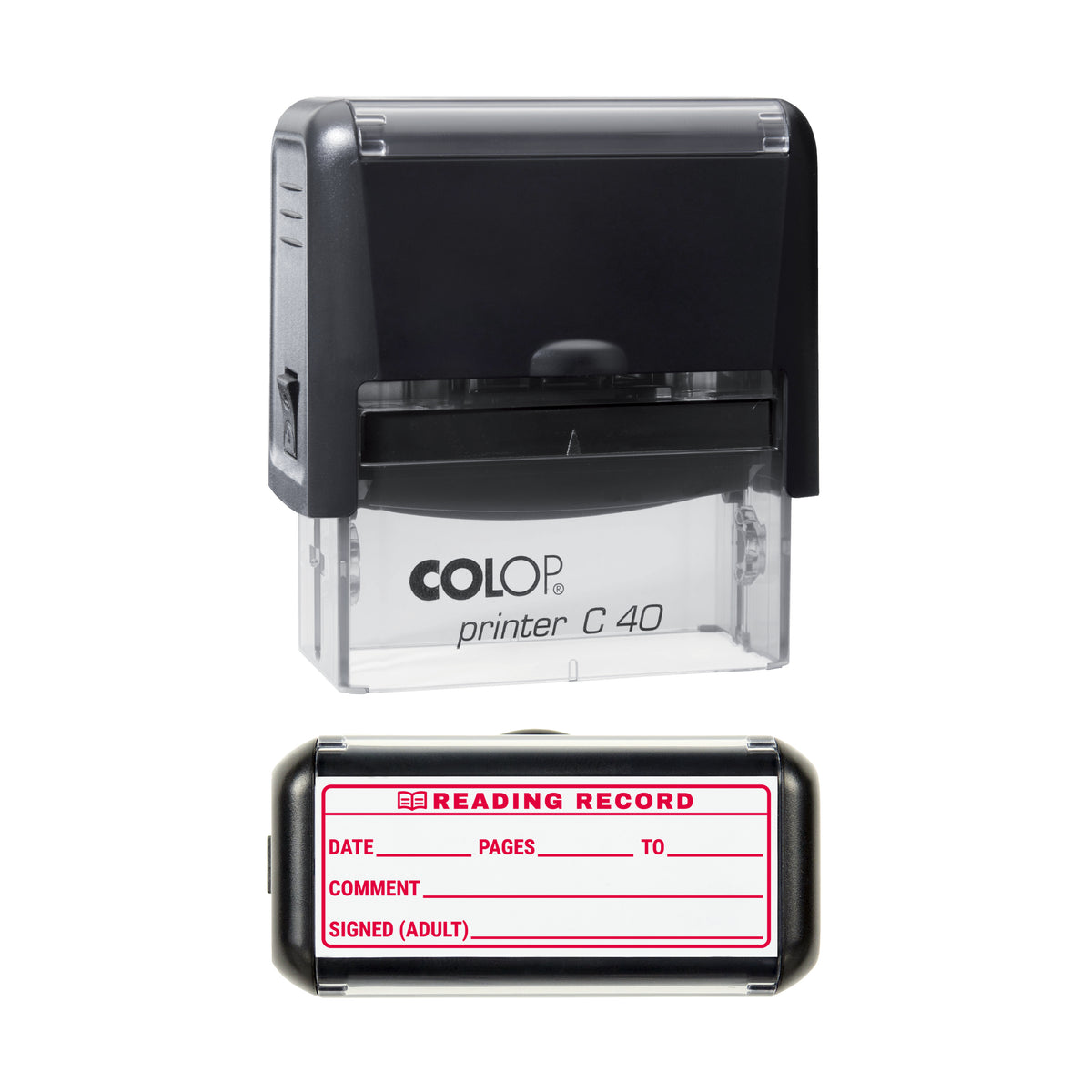 Reading Record Stamp, COLOP C40, 58 x 22mm, red ink