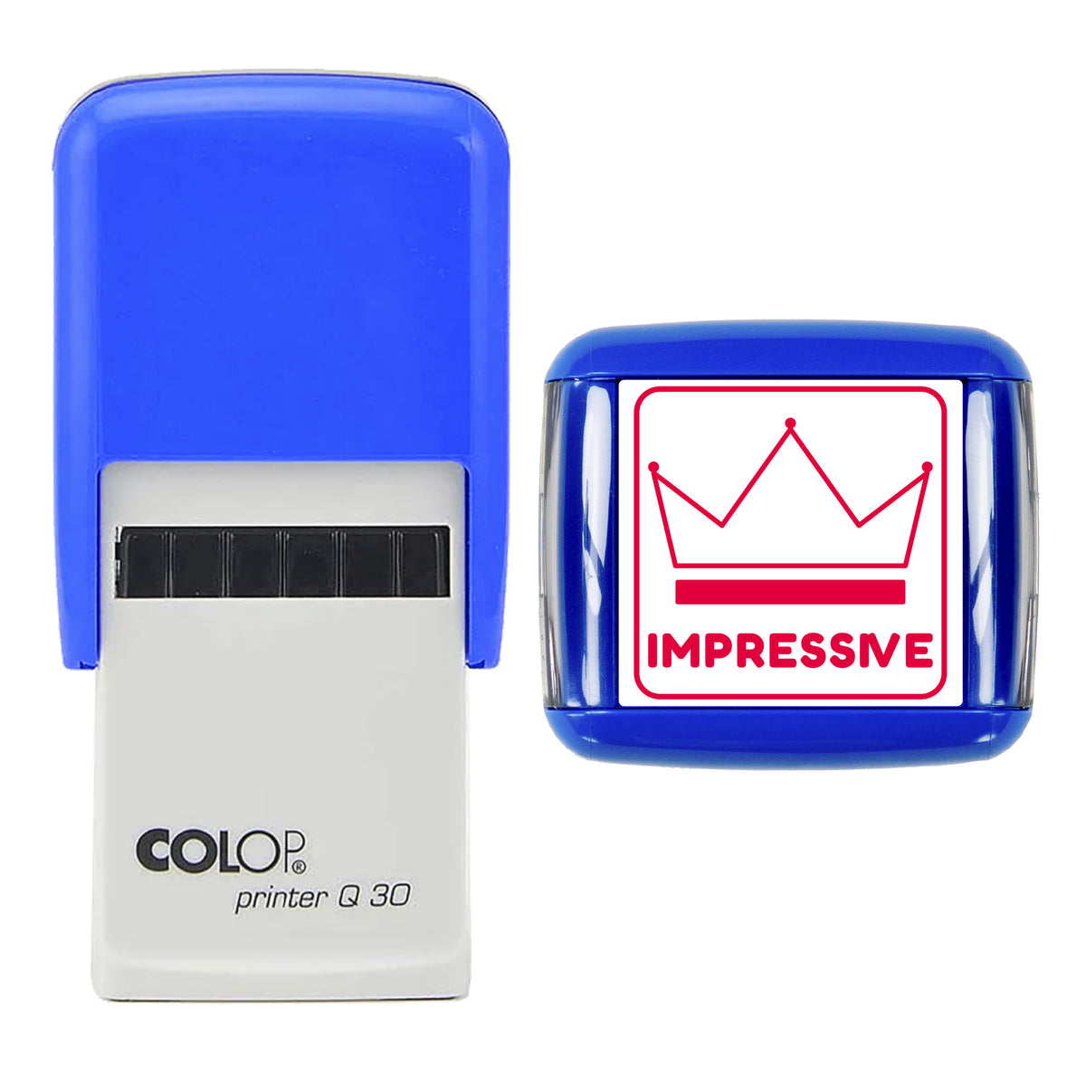 Impressive Crown Teacher Reward Stamp, COLOP Q30, 30 x 30mm, red ink