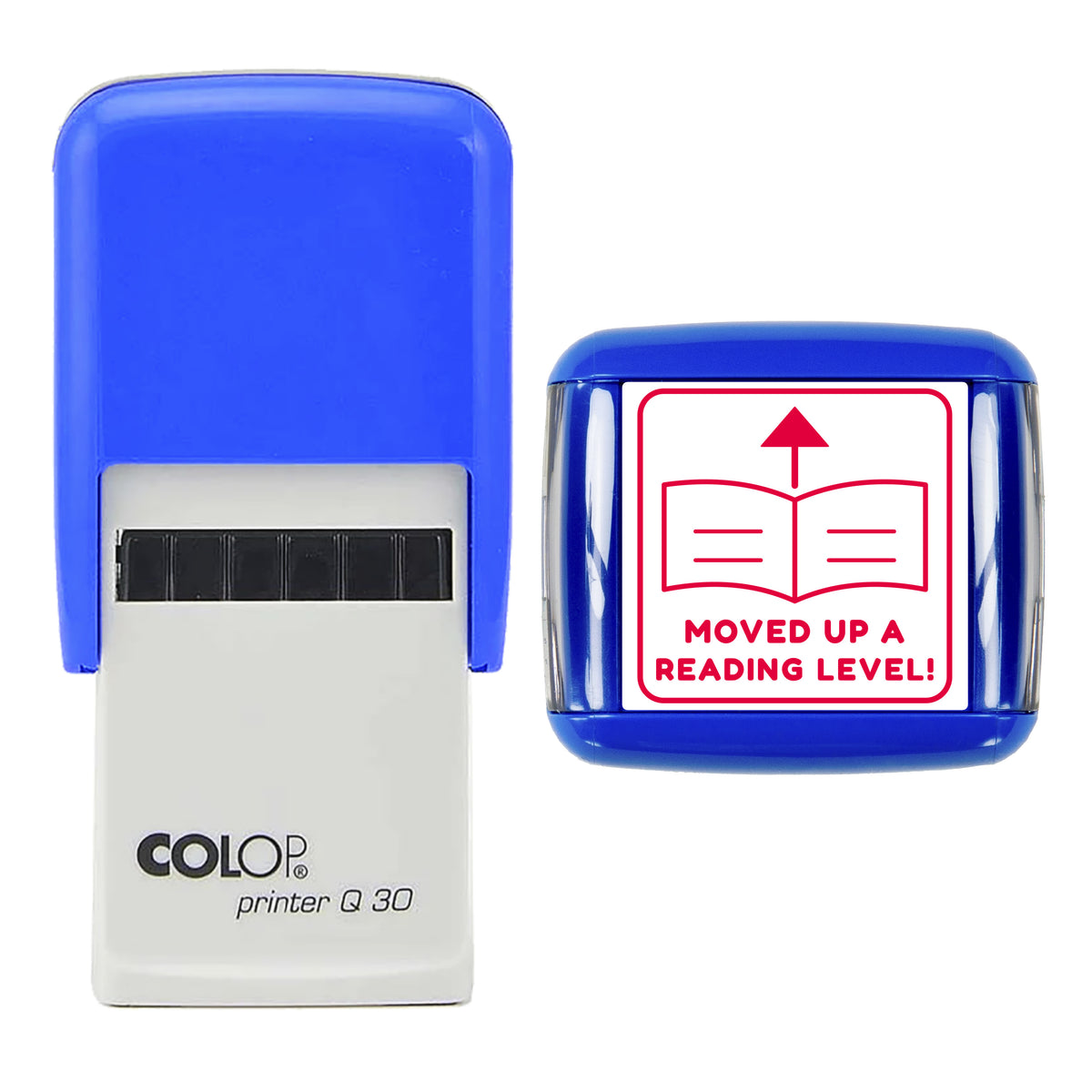Moved Up a Reading Level Reward Stamp, COLOP Q30, 30 x 30mm, red ink