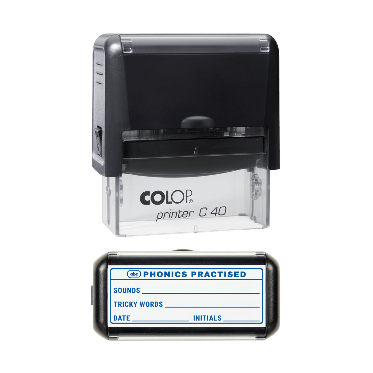 Phonics Practised Record Stamp, COLOP C40, 58 x 22mm, blue ink