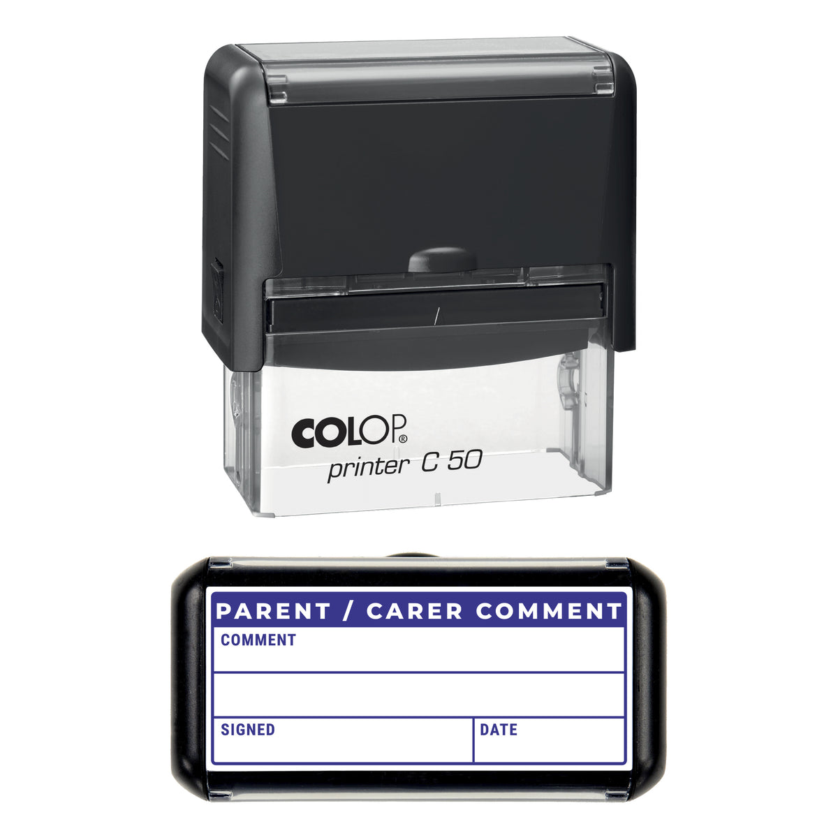 Parent Carer Comment Record Stamp, COLOP C50, 70 x 30mm, violet ink