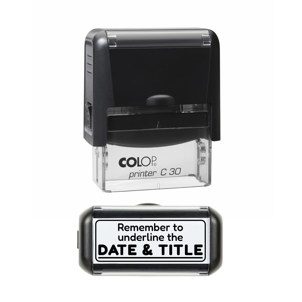 Underline Date and Title Teacher Stamp, COLOP C30, 45 x 18mm, black ink