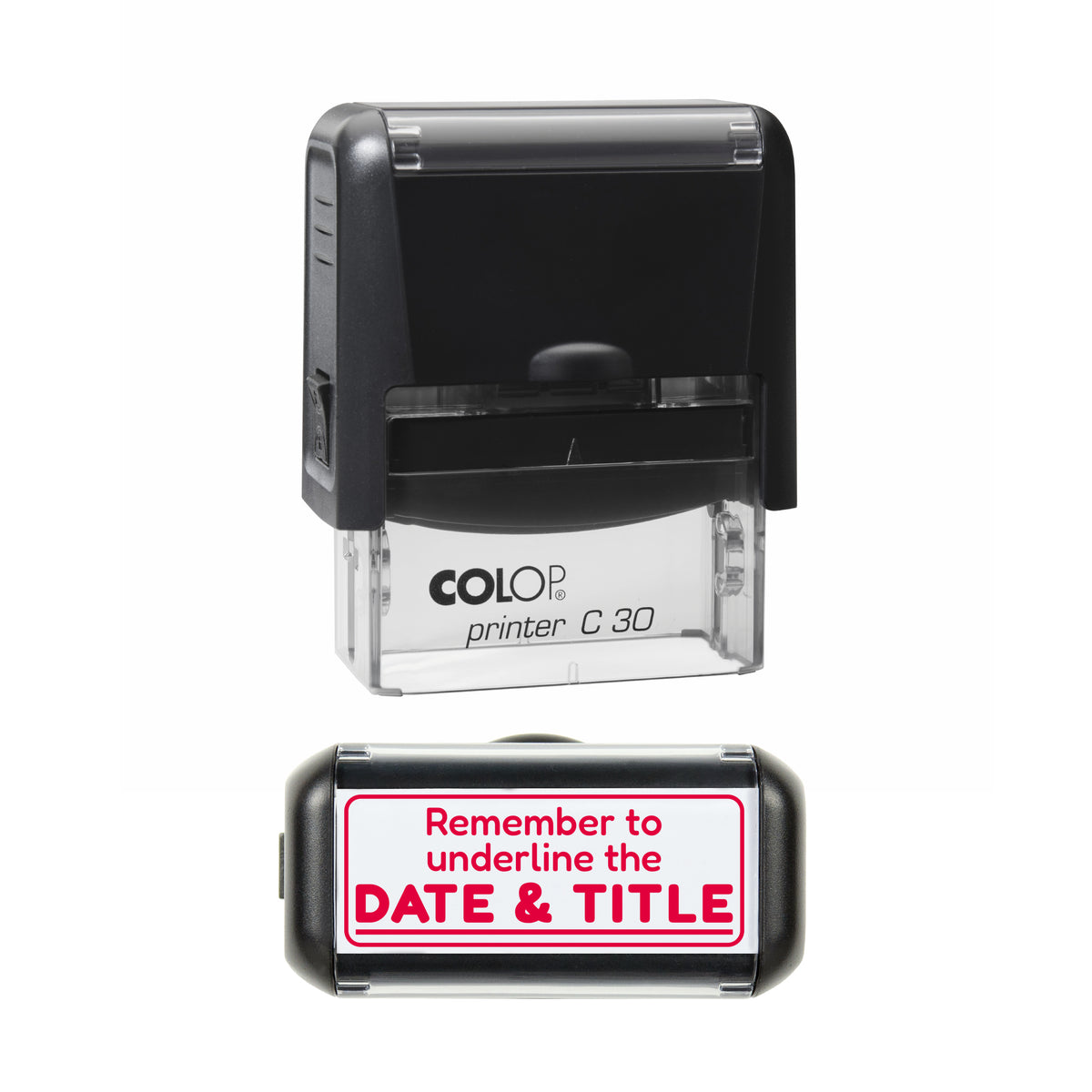 Underline Date and Title Teacher Stamp, COLOP C30, 45 x 18mm, red ink