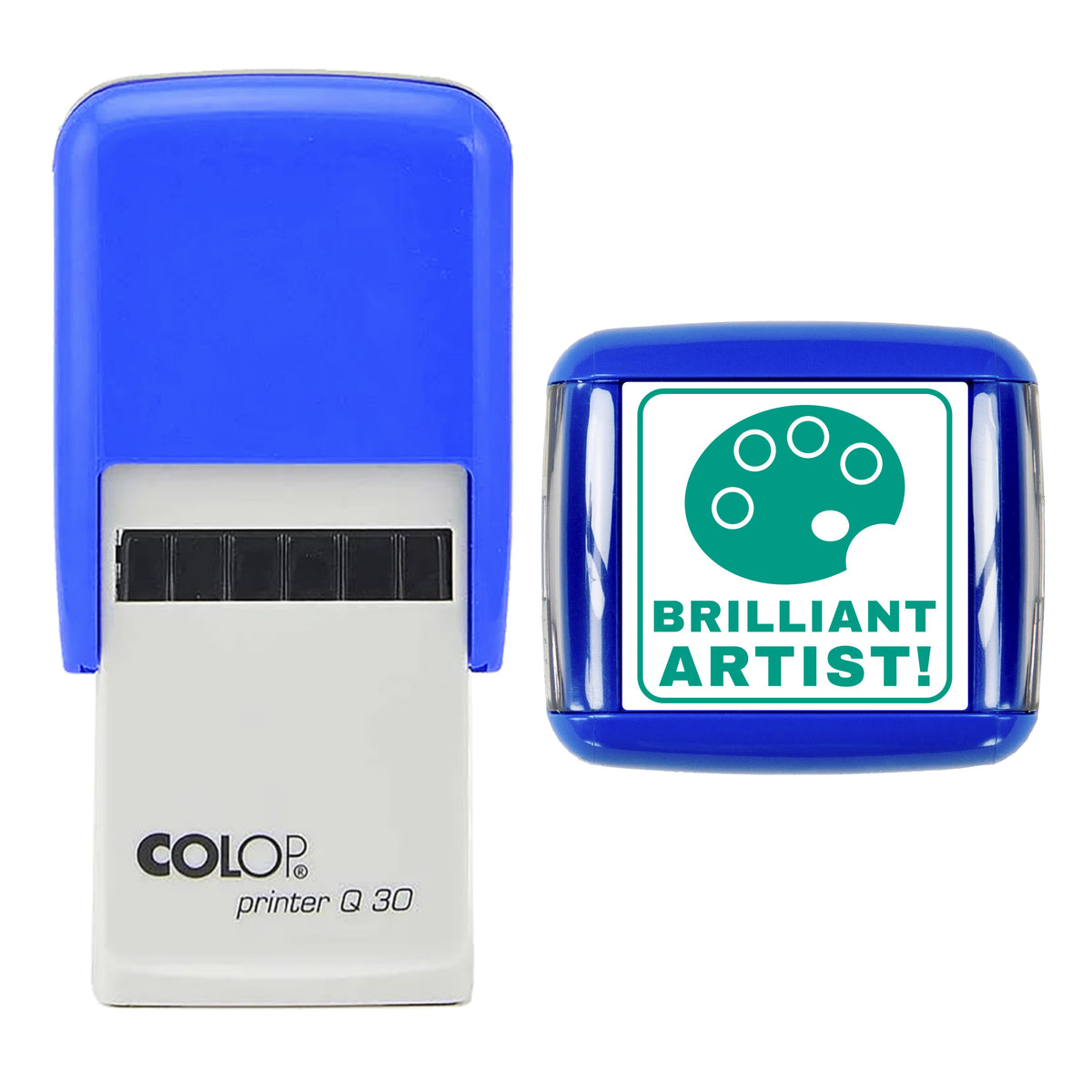 Brilliant Artist Teacher Reward Stamp, COLOP Q30, 30 x 30mm, green ink