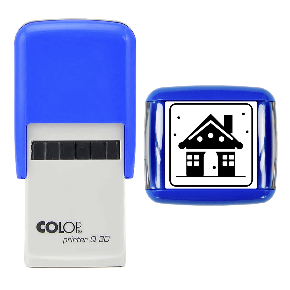 Gingerbread House Christmas Art Stamp, COLOP Q30, 30 x 30mm, black ink