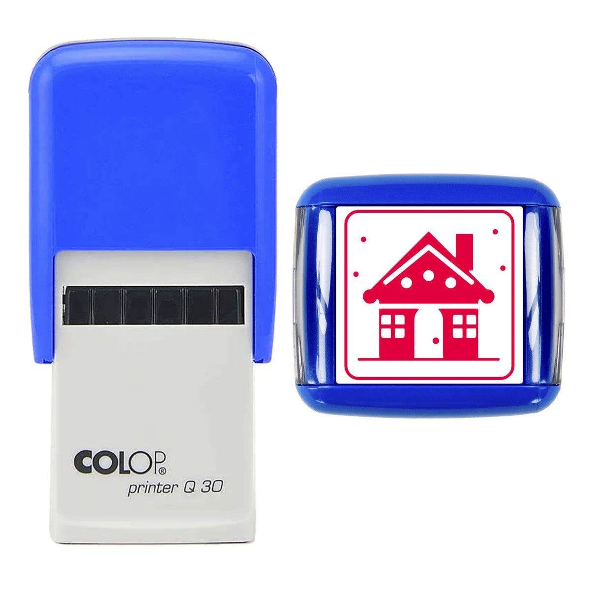 Gingerbread House Christmas Art Stamp, COLOP Q30, 30 x 30mm, red ink