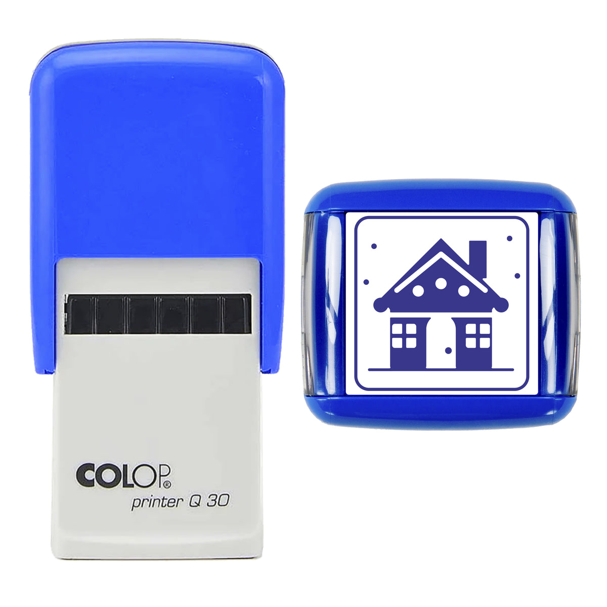 Gingerbread House Christmas Art Stamp, COLOP Q30, 30 x 30mm, violet ink