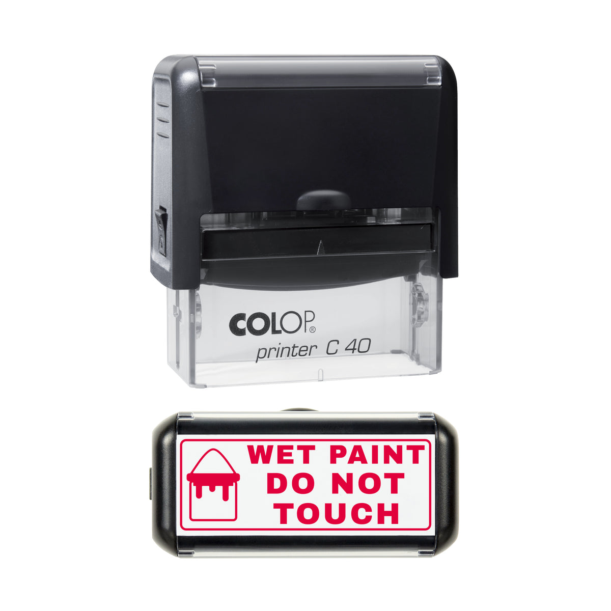 Wet Paint Do Not Touch Stamp, COLOP C40, 58 x 22mm, red ink