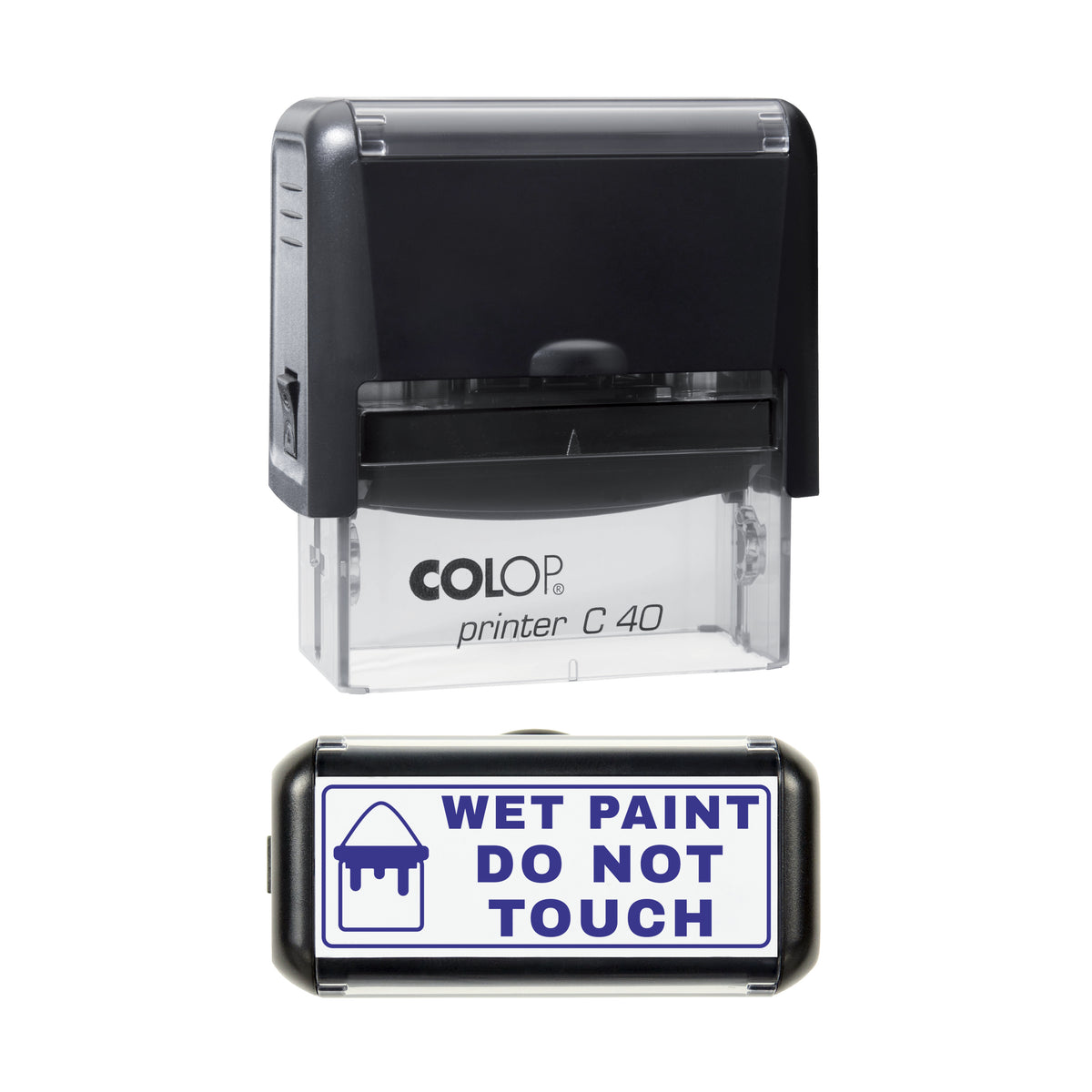 Wet Paint Do Not Touch Stamp, COLOP C40, 58 x 22mm, violet ink