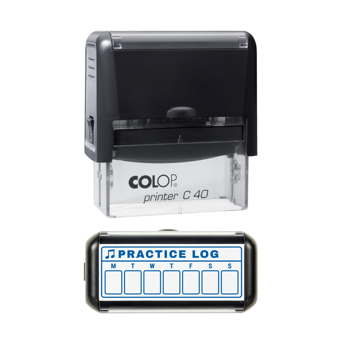 Weekly Music Practice Log Stamp, COLOP C40, 58 x 22mm, blue ink