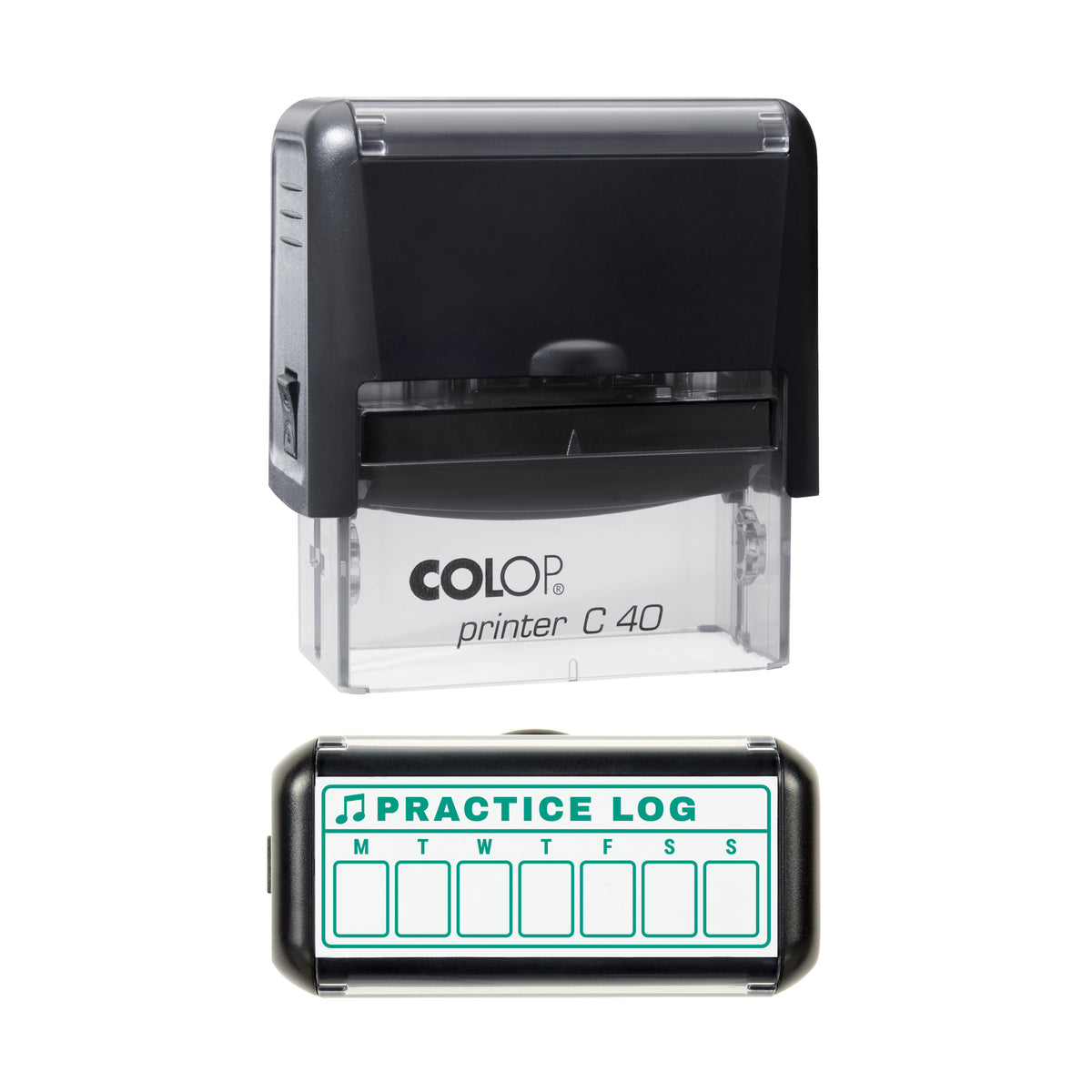Weekly Music Practice Log Stamp, COLOP C40, 58 x 22mm, green ink