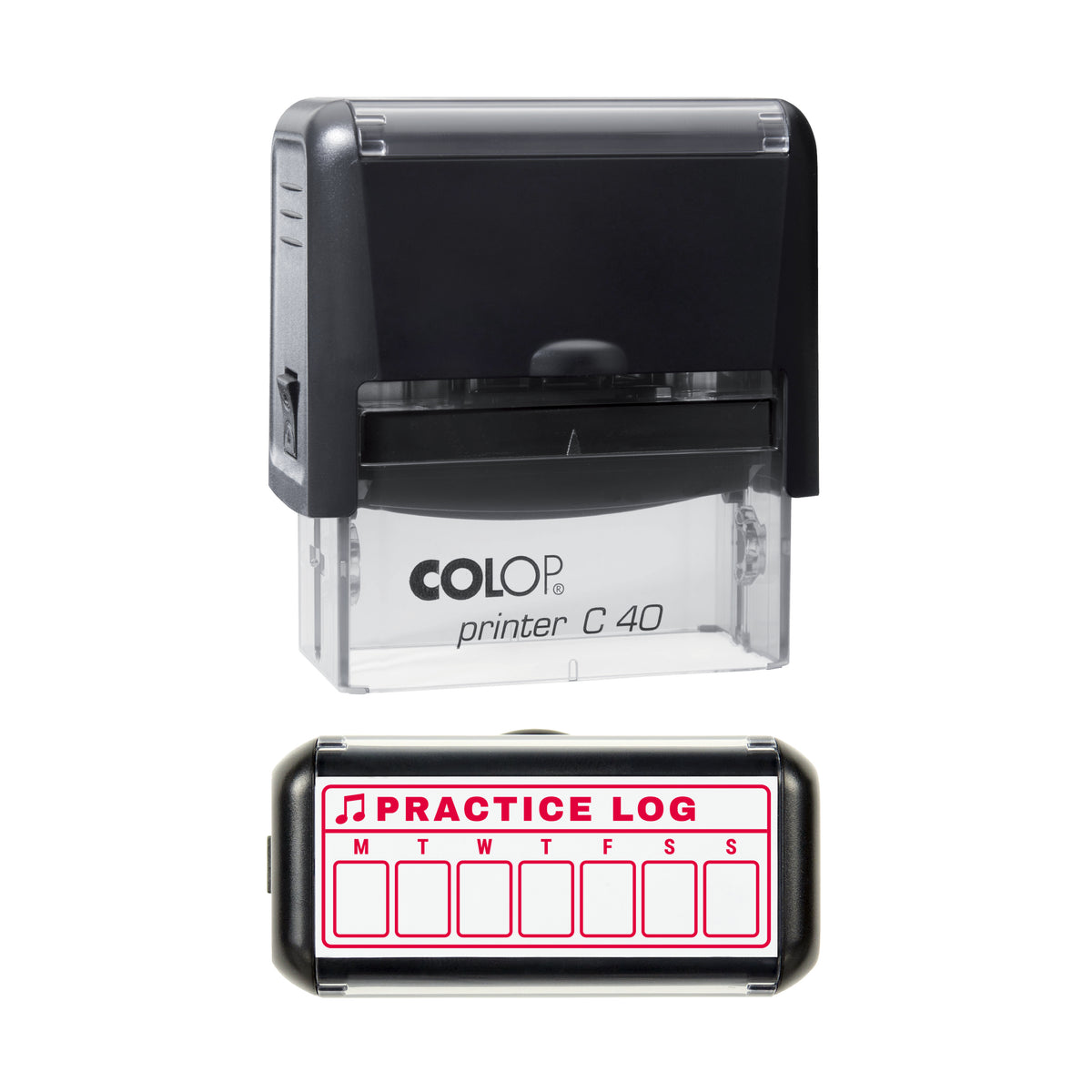 Weekly Music Practice Log Stamp, COLOP C40, 58 x 22mm, red ink
