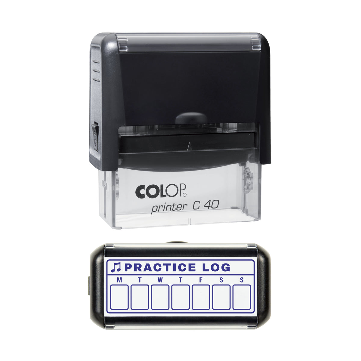 Weekly Music Practice Log Stamp, COLOP C40, 58 x 22mm, violet ink