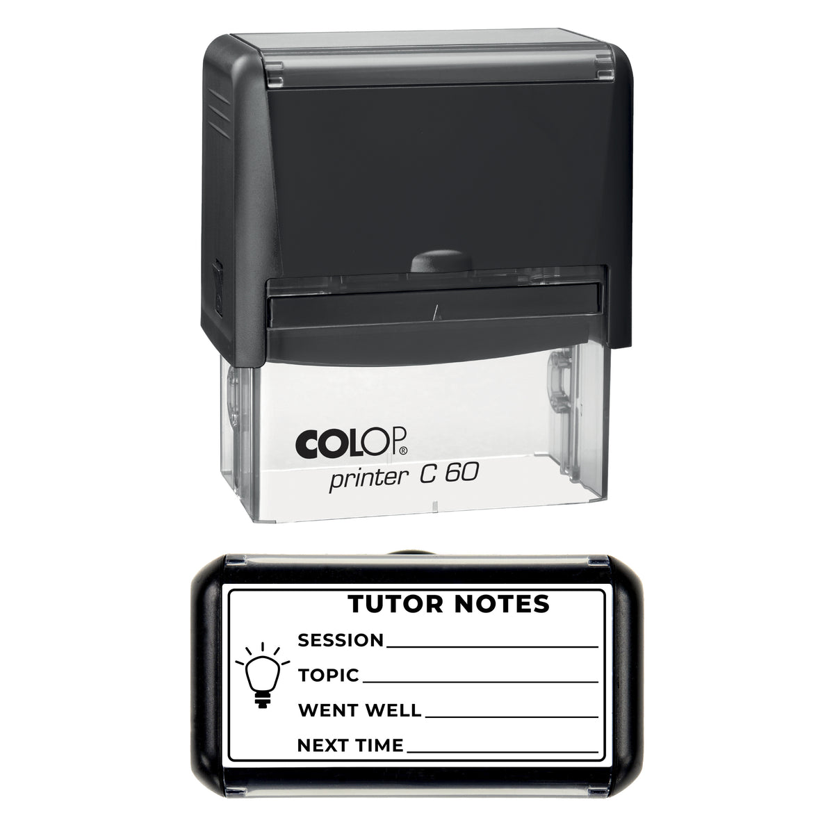 Tutor Notes Session Record Stamp, COLOP C60, 77 x 36mm, black ink