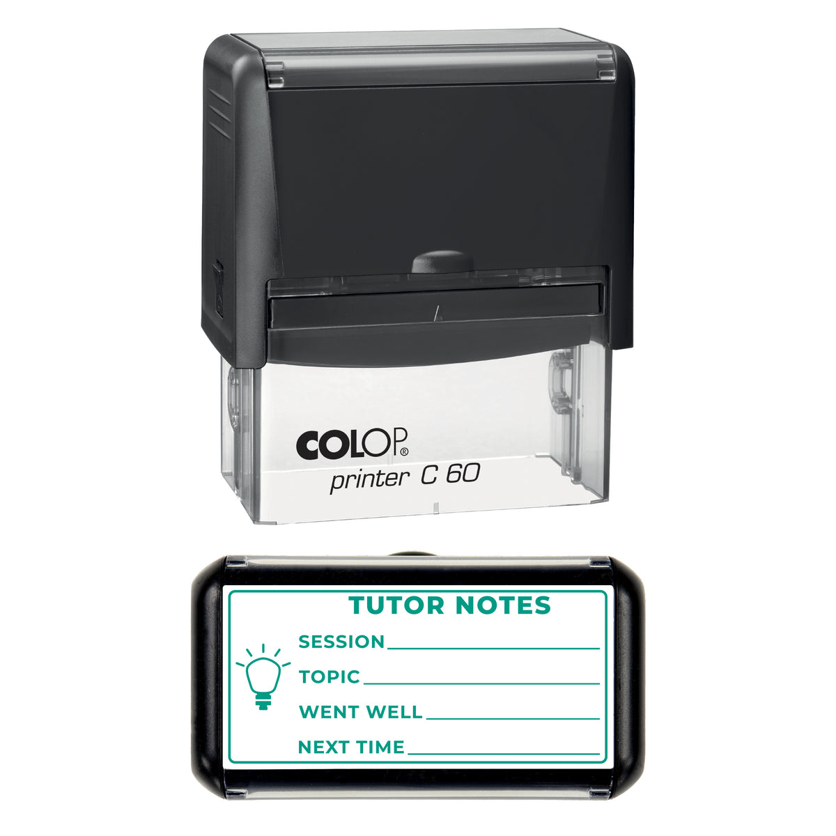 Tutor Notes Session Record Stamp, COLOP C60, 77 x 36mm, green ink