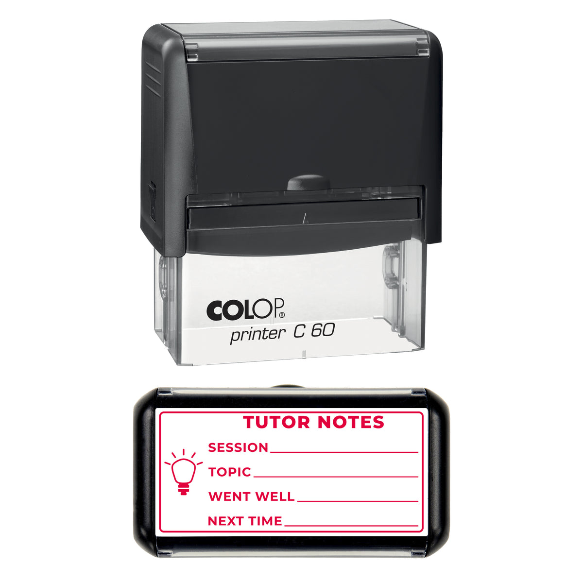 Tutor Notes Session Record Stamp, COLOP C60, 77 x 36mm, red ink
