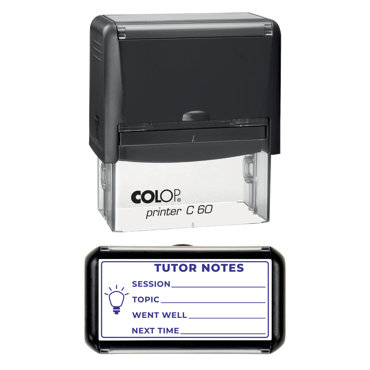Tutor Notes Session Record Stamp, COLOP C60, 77 x 36mm, violet ink
