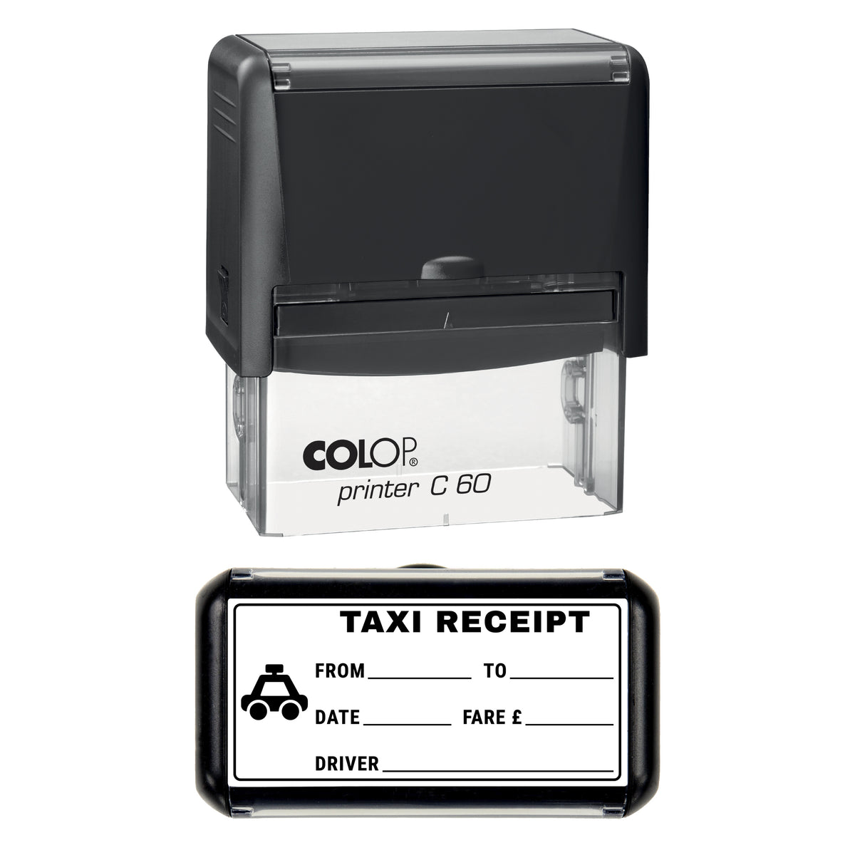 Taxi Receipt Stamp, COLOP C60, 77 x 36mm, black ink