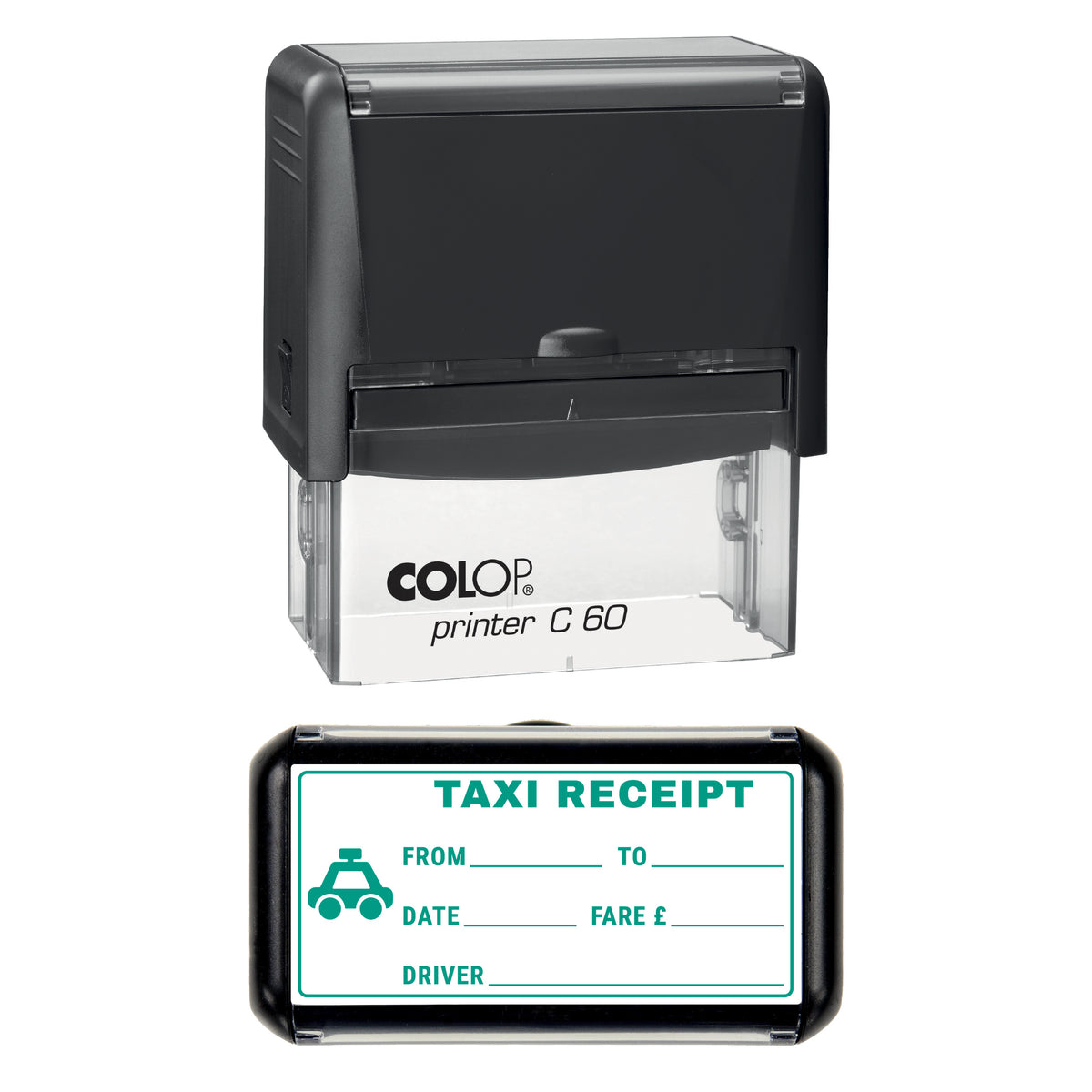 Taxi Receipt Stamp, COLOP C60, 77 x 36mm, green ink