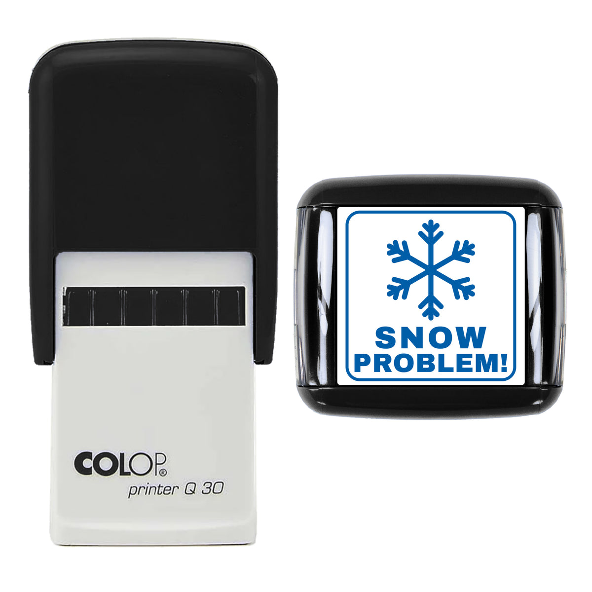 Snow Problem Christmas Reward Stamp, COLOP Q30, 30 x 30mm, blue ink