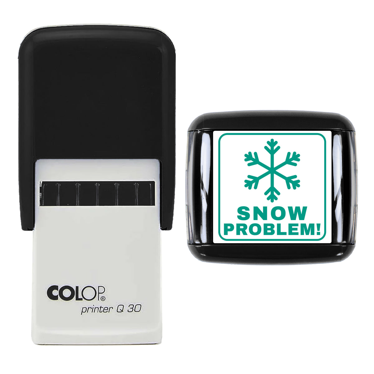 Snow Problem Christmas Reward Stamp, COLOP Q30, 30 x 30mm, green ink