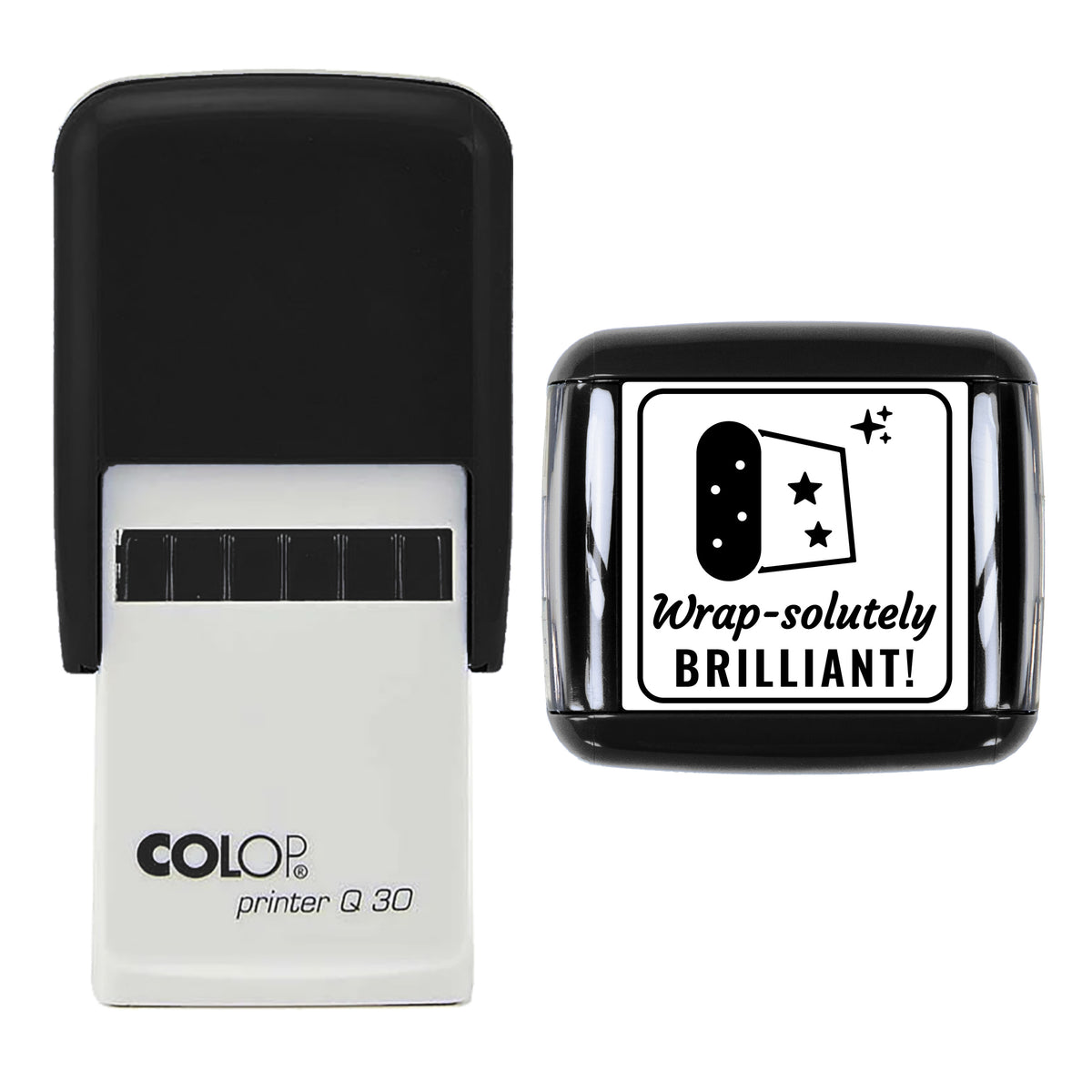 Wrap-solutely Brilliant Christmas Reward Stamp, COLOP Q30, 30 x 30mm, black ink