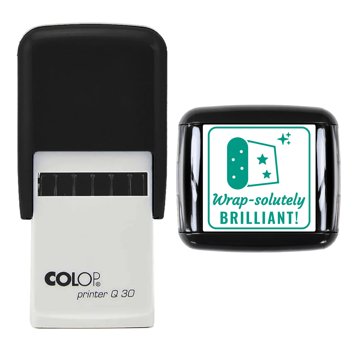 Wrap-solutely Brilliant Christmas Reward Stamp, COLOP Q30, 30 x 30mm, green ink