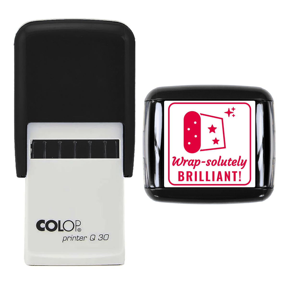 Wrap-solutely Brilliant Christmas Reward Stamp, COLOP Q30, 30 x 30mm, red ink