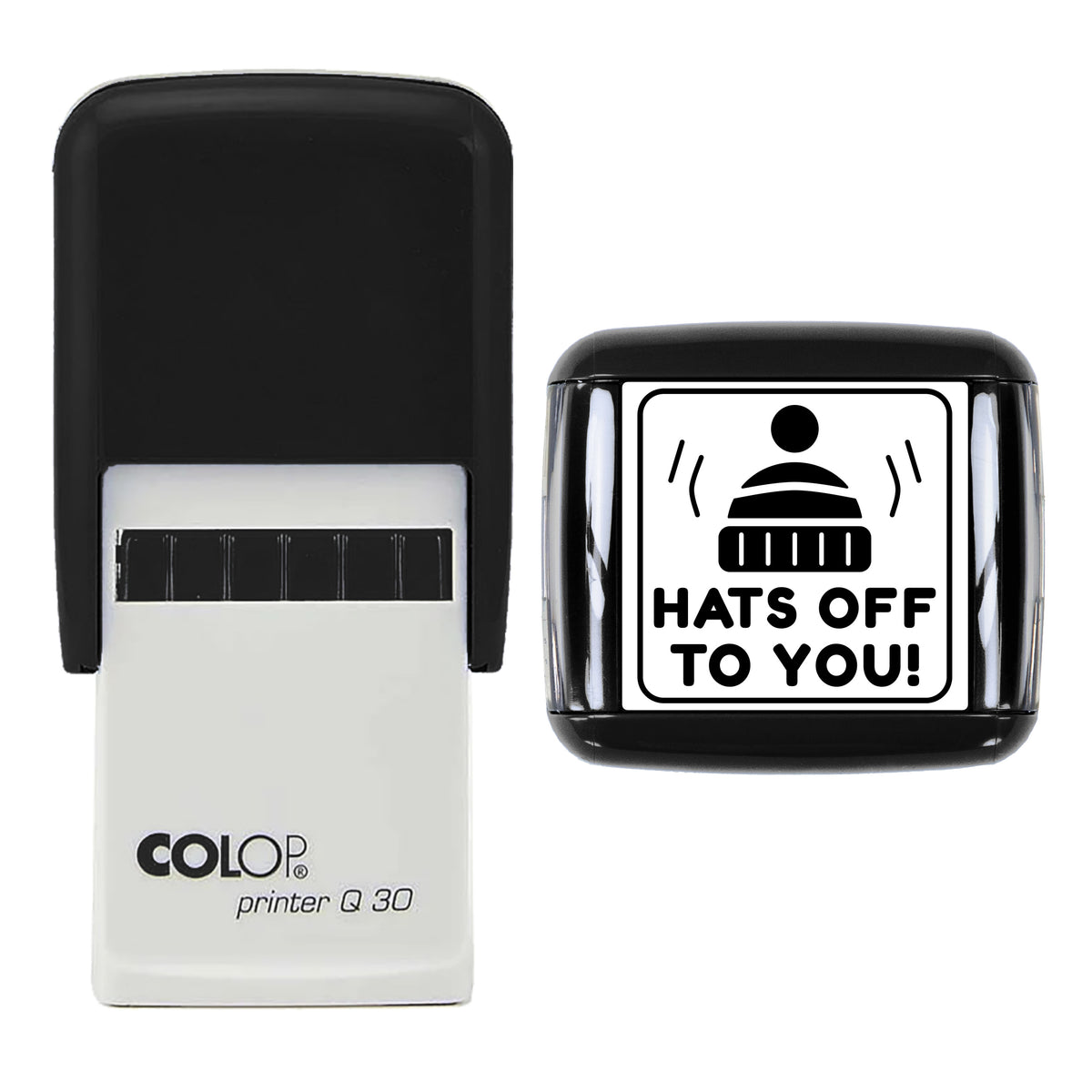 Hats Off to You Christmas Reward Stamp, COLOP Q30, 30 x 30mm, black ink