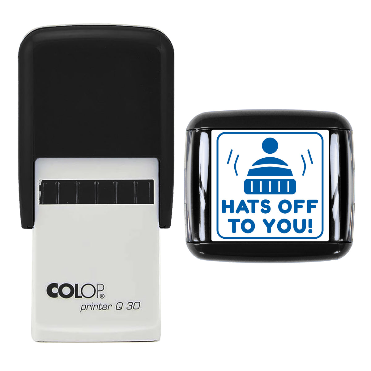 Hats Off to You Christmas Reward Stamp, COLOP Q30, 30 x 30mm, blue ink