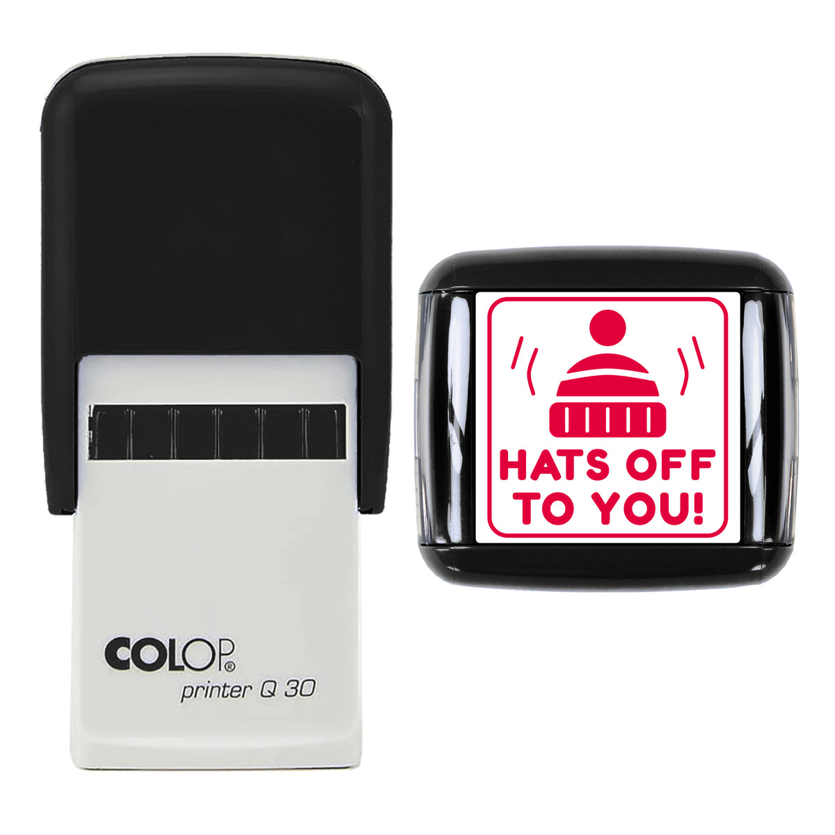 Hats Off to You Christmas Reward Stamp, COLOP Q30, 30 x 30mm, red ink