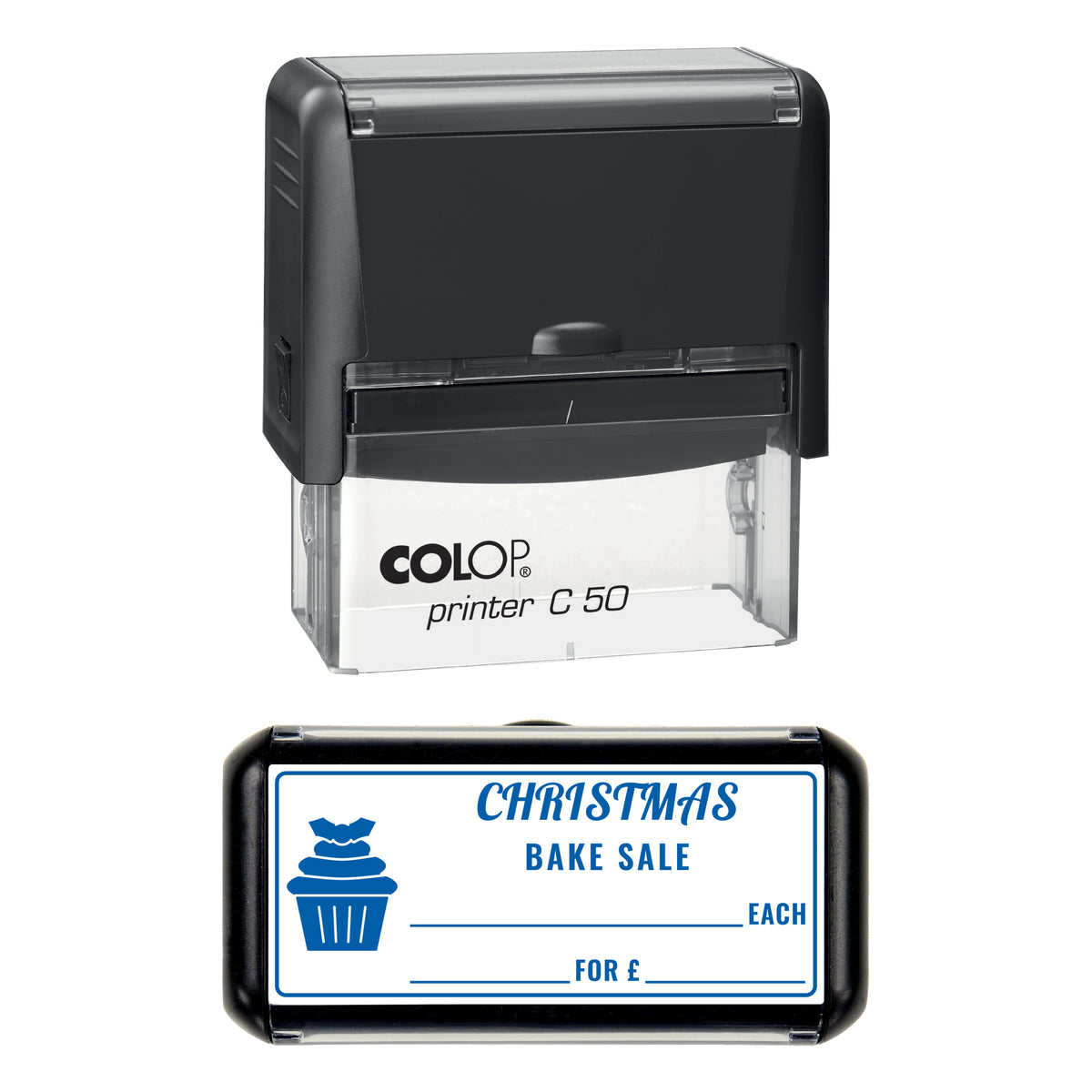 Christmas Bake Sale Price Stamp, COLOP C50, 70 x 30mm, blue ink