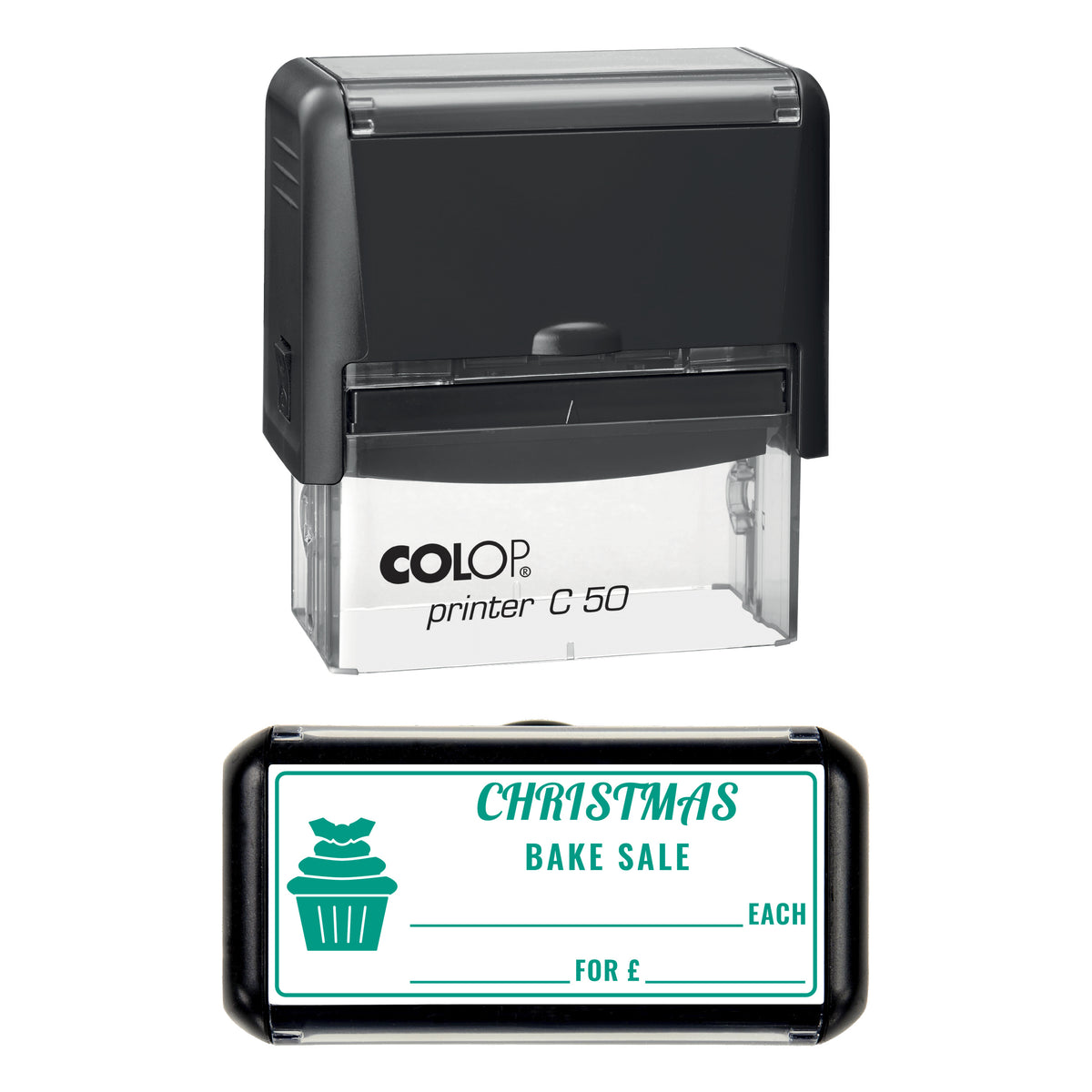 Christmas Bake Sale Price Stamp, COLOP C50, 70 x 30mm, green ink