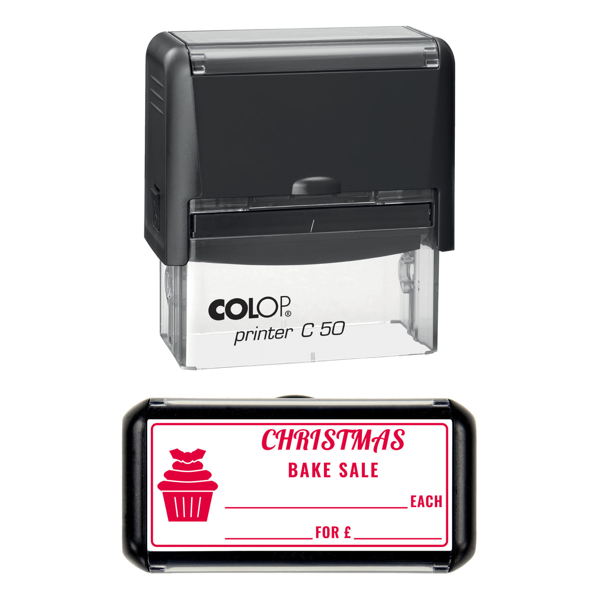 Christmas Bake Sale Price Stamp, COLOP C50, 70 x 30mm, red ink