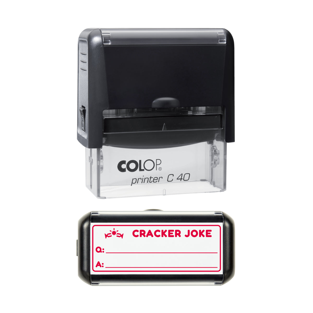 Christmas Cracker Joke Slip Stamp, COLOP C40, 58 x 22mm, red ink