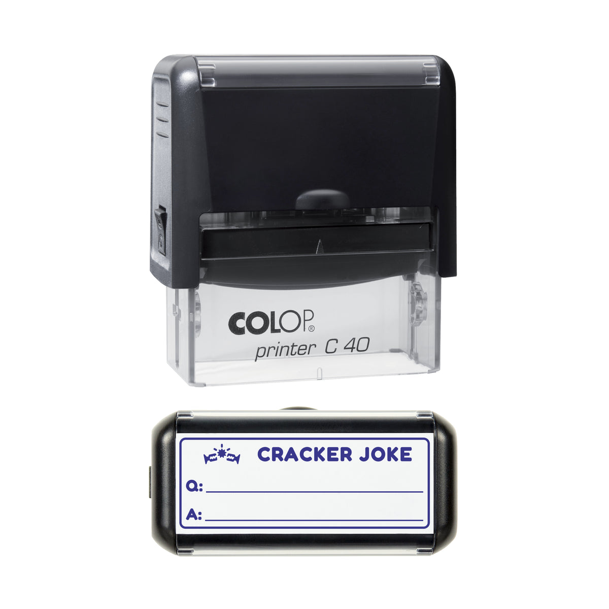 Christmas Cracker Joke Slip Stamp, COLOP C40, 58 x 22mm, violet ink