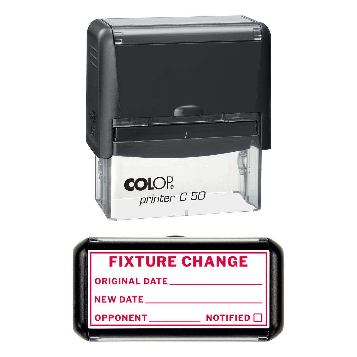 Fixture Change Stamp, COLOP C50, 70 x 30mm, red ink