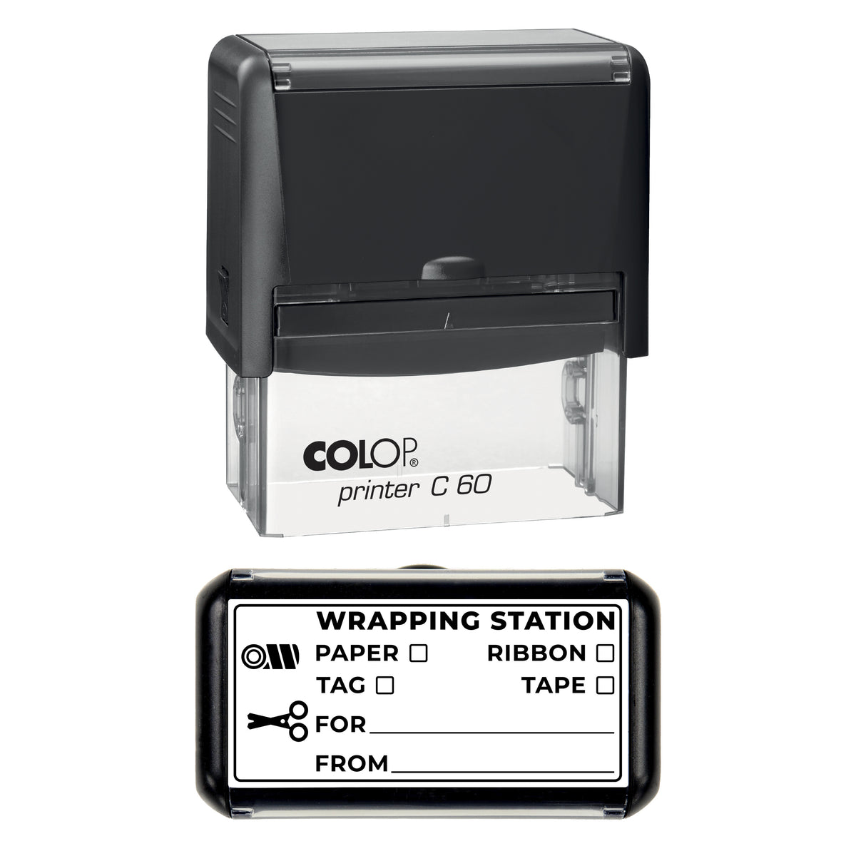 Christmas Wrapping Station Checklist Stamp, COLOP C60, 77 x 36mm, black ink