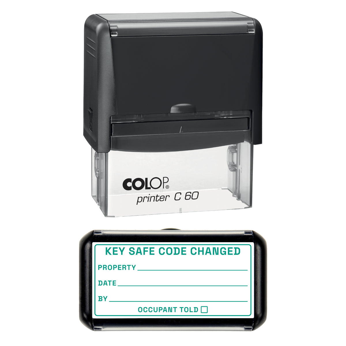Key Safe Code Changed Stamp, COLOP C60, 77 x 36mm, green ink