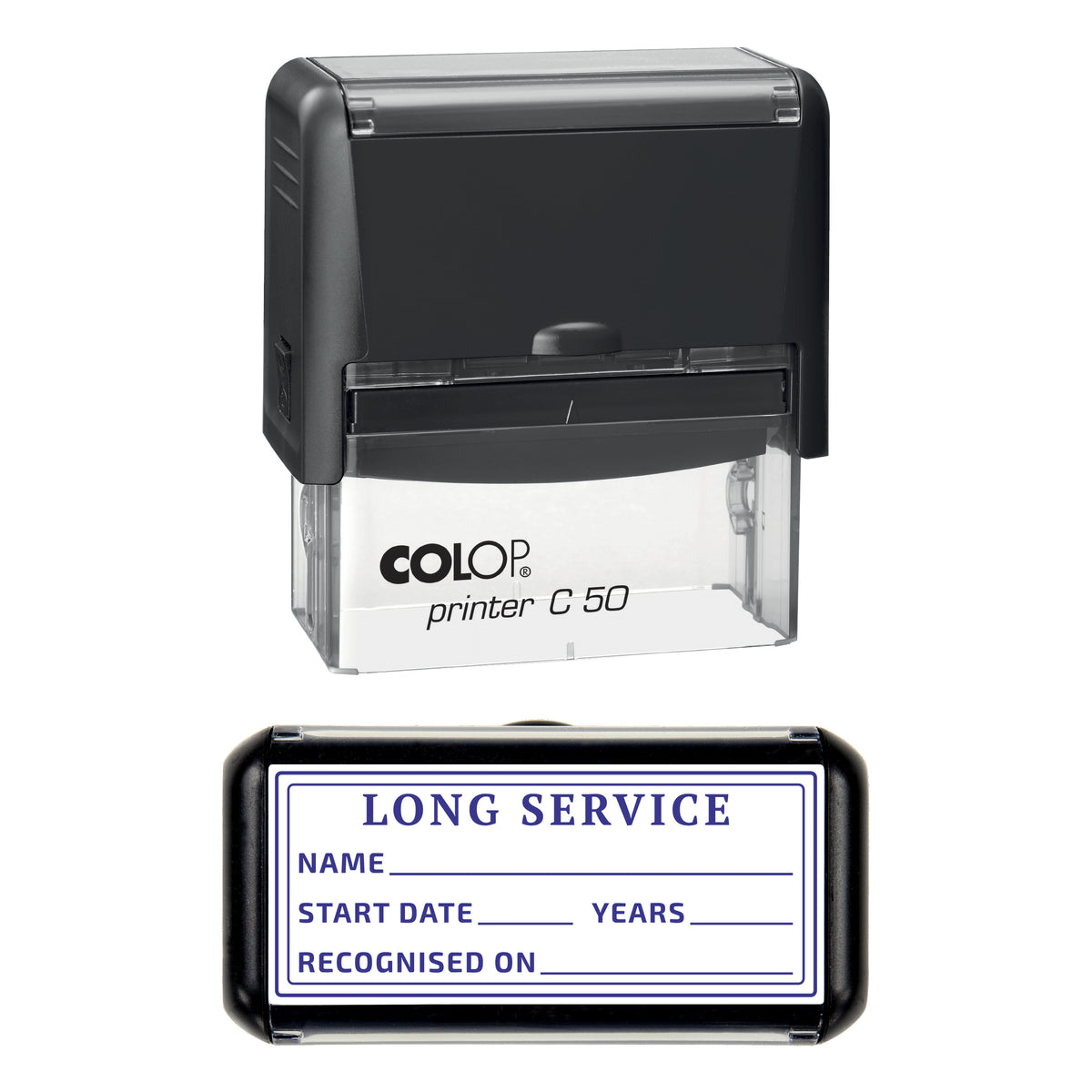 Long Service Stamp, COLOP C50, 70 x 30mm, violet ink