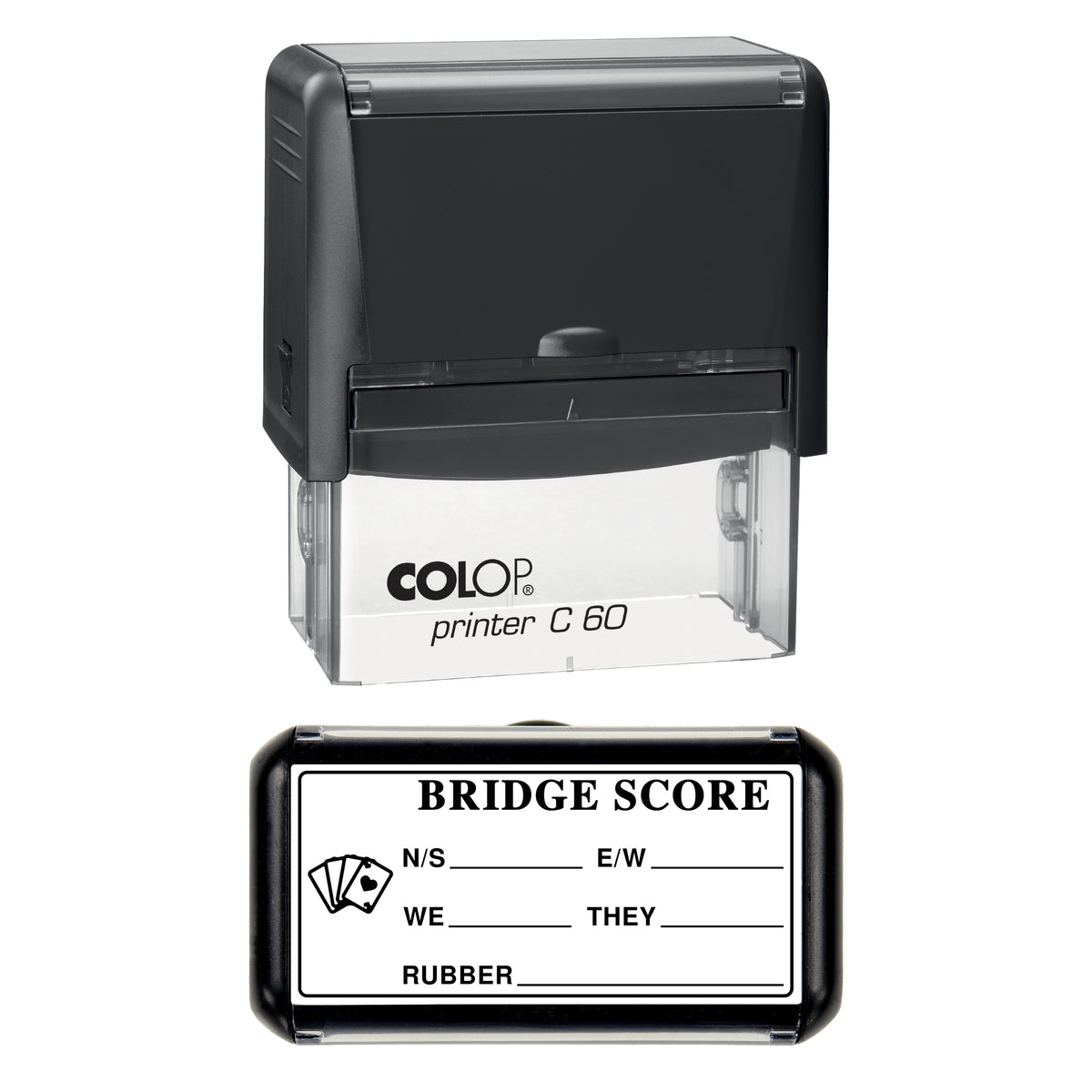 Bridge Rubber Score Stamp, COLOP C60, 77 x 36mm, black ink