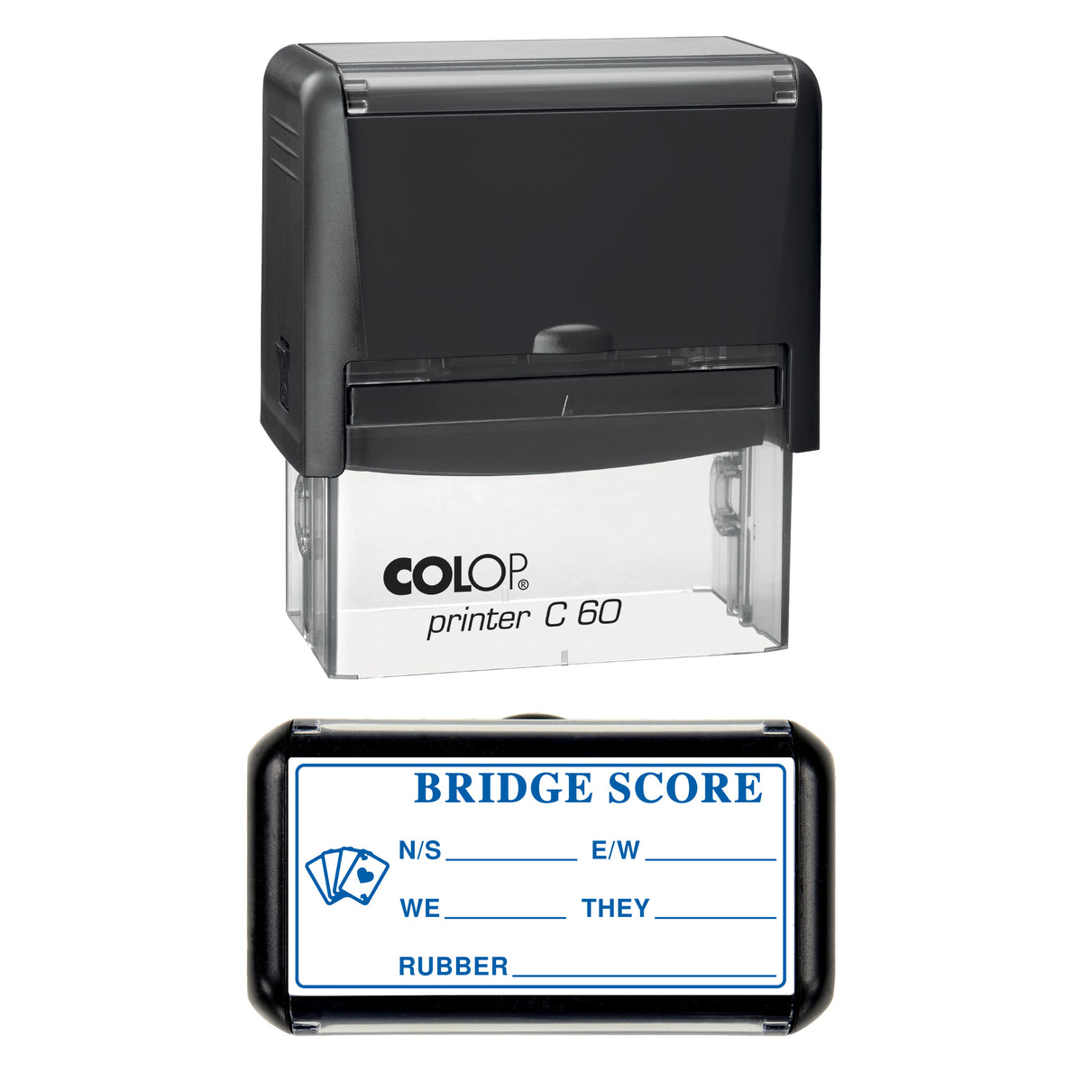 Bridge Rubber Score Stamp, COLOP C60, 77 x 36mm, blue ink