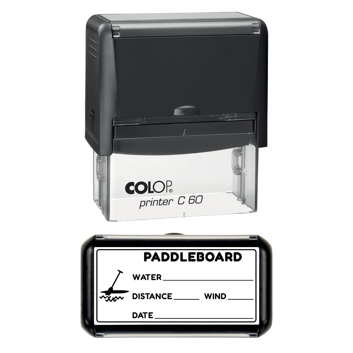 Paddleboard Outing Log Stamp, COLOP C60, 77 x 36mm, black ink