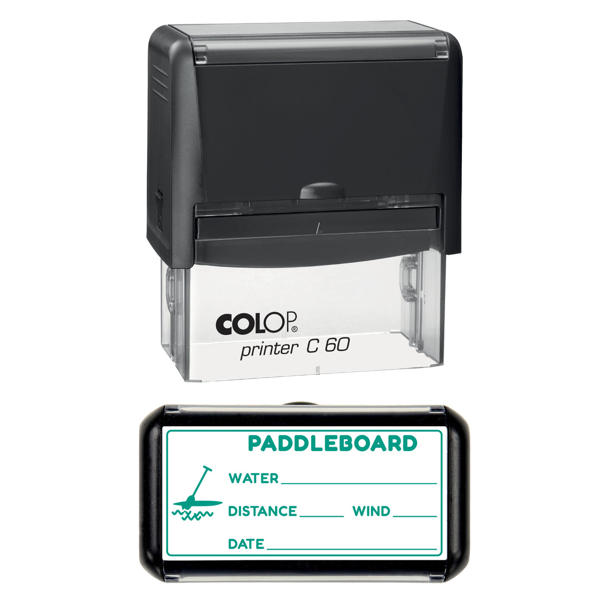 Paddleboard Outing Log Stamp, COLOP C60, 77 x 36mm, green ink