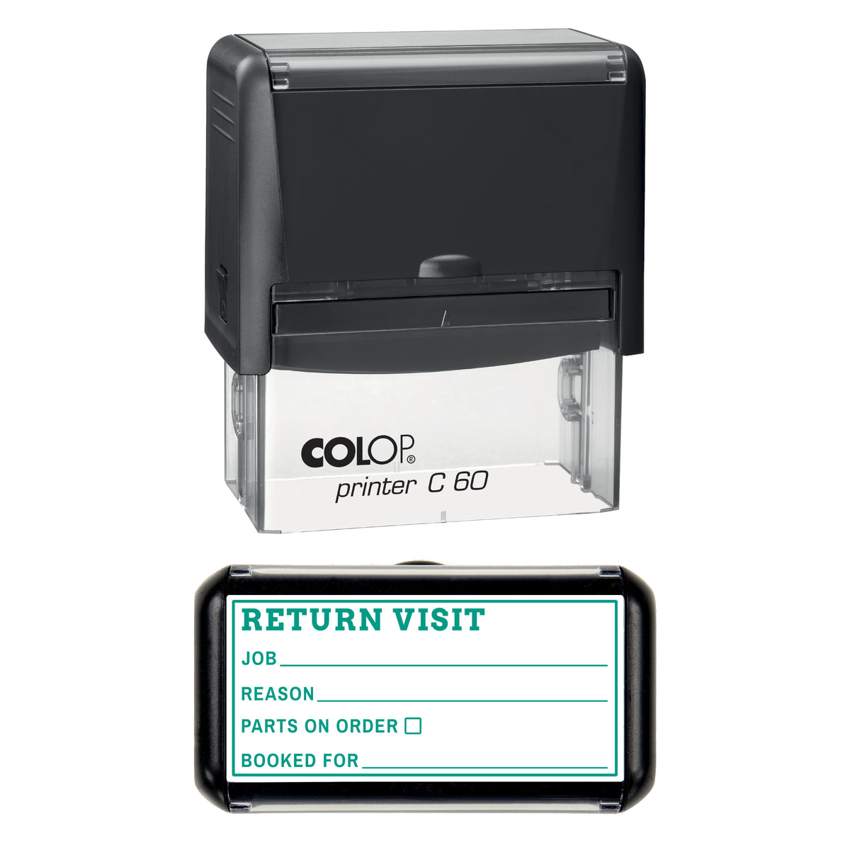 Return Visit Stamp, COLOP C60, 77 x 36mm, green ink