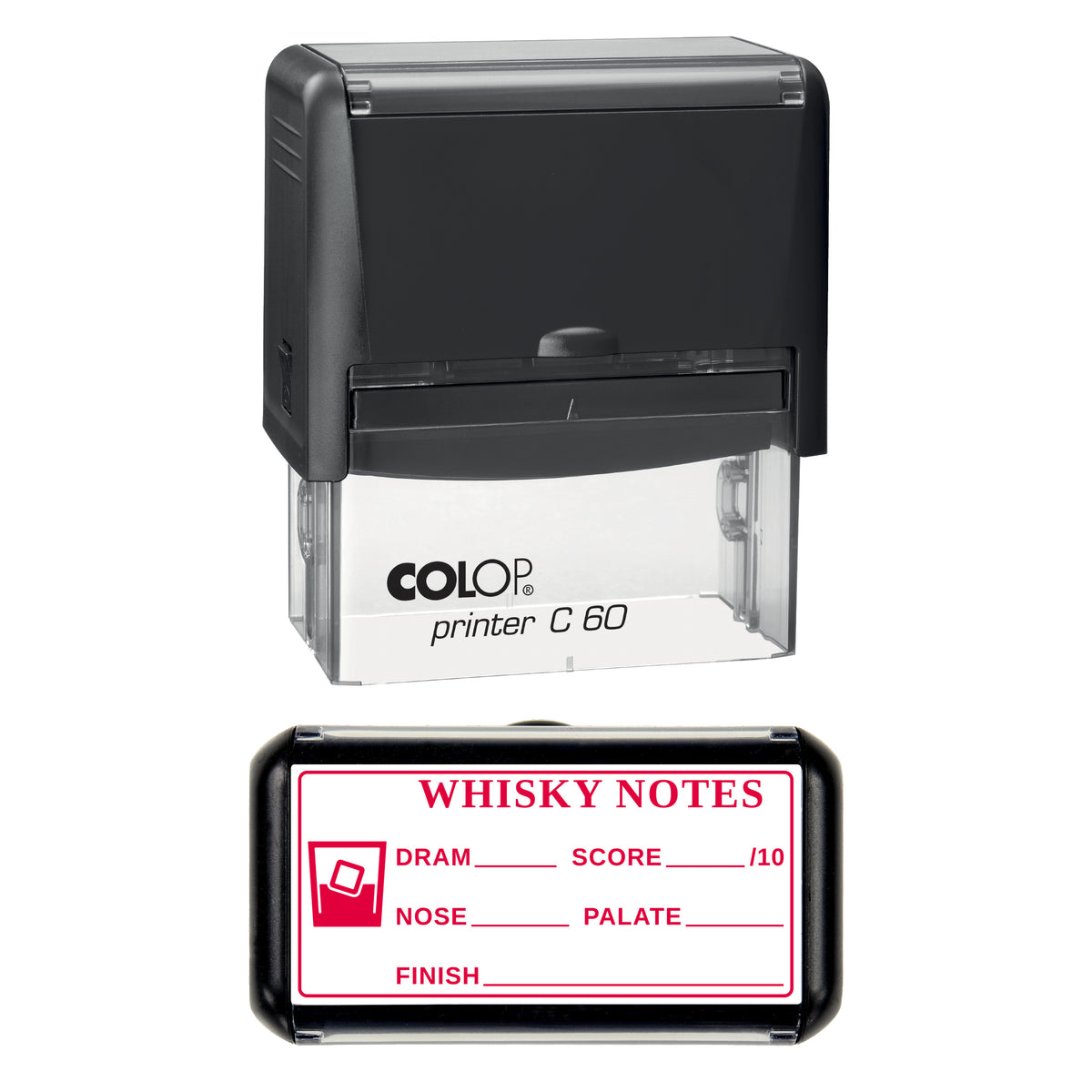 Whisky Tasting Notes Stamp, COLOP C60, 77 x 36mm, red ink