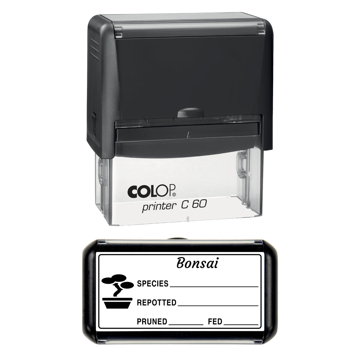Bonsai Care Record Stamp, COLOP C60, 77 x 36mm, black ink